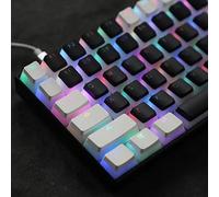 YMDK 117 PBT Double Shot Doubleshot Shine Through ANSI ISO OEM Perfil Pudding Teclas Tapas de teclas Selladas Leyenda para Teclado Mecánico MX 61 68 87 104 (Blanco Negro)