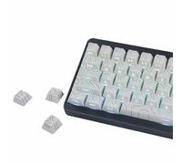 YMDK Contour Line - Juego completo de teclas blancas de 97 teclas iluminadas lateralmente, brillo a través de teclas personalizadas, perfil de cereza, PBT+PC, doble disparo para teclado mecánico MX