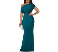 YMDUCH, Elegante Vestido de Noche para Mujer, sin Mangas, con Hombros Descubiertos, Largo y Formal, Azul eléctrico, M