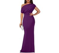 YMDUCH, Elegante Vestido de Noche para Mujer, sin Mangas, con Hombros Descubiertos, Largo y Formal, Púrpura, M