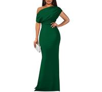 YMDUCH, Elegante Vestido de Noche para Mujer, sin Mangas, con Hombros Descubiertos, Largo y Formal, Verde, S