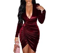 YMDUCH Elegante Vestido de Noche para Mujer, sin Mangas, con Hombros Descubiertos, Largo y Formal, Winered, S