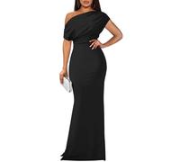 YMDUCH Vestido de Noche Elegante sin Mangas con Hombros Descubiertos para Mujer, Negro, Large