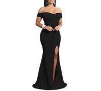 YMDUCH - Vestido de Noche Largo Formal con Hombros Descubiertos para Mujer, Negro -, S