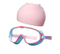 YMFF - Gafas de natación antivaho para niños, marco grande, visión amplia con correa ajustable, gafas de natación para niños y niñas de 3 a 14 años, con juego de gorro de natación a juego, multicolor