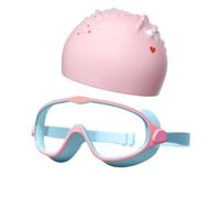YMFF - Gafas de natación antivaho para niños, marco grande, visión amplia con correa ajustable, gafas de natación para niños y niñas de 3 a 14 años, con juego de gorro de natación a juego, multicolor