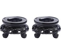 Ymhapp 2 soportes de exhibición de madera negra para esfera de cristal, soporte de bola de cuarzo, base hueca de madera para bola de cristal, esfera de globo, piedra, decoración, pedestales