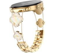 YMHML Bling Diamond Clover Band compatible con Samsung Galaxy Watch 8 40mm 44mm / 8 Classic 46mm 2025 mujer, bonita pulsera fácil de ajustar, joyería brillante elegante pulsera de metal correa de