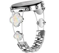 YMHML Bling Diamond Clover Band compatible con Samsung Galaxy Watch 8 40mm 44mm / 8 Classic 46mm 2025 mujer, bonita pulsera fácil de ajustar, joyería brillante elegante pulsera de metal correa de
