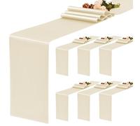 YMHPRIDE Paquete de 6 caminos de mesa de satén color crema, 30,5 x 183,8 cm de largo, camino de seda para decoración de bodas, fiestas, cumpleaños, banquetes