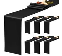 YMHPRIDE Paquete de 6 caminos de mesa de satén negro, 12 x 72 pulgadas, sólido