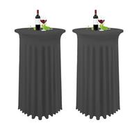 YMHPRIDE Set de 2 Gris Fundas elásticas para mesas Redondas de Bar con Falda, Ø 80-85 cm, Manteles de Cóctel para Mesas Altas,Mantel Redondo para Mesa Redonda Bar Boda Mantel de Banquete(80 x 110 cm)