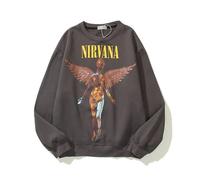YMHXBSX Moda Hip Hop Sudadera para Unisex Adultos Adolescentes Nirvana Wing Print Manga Larga Jersey con Capucha Moderna Top de Moda, gris, M