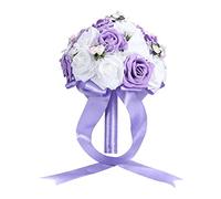 Ymiko Ramos de Novia para Boda, Flor Artificial de Rosa de peonía Artificial, Dama de Honor de Novia con decoración de Flores Suministros de Boda Ramos de Boda(púrpura)
