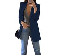 YMING Mujer Blazer Frente Abierto Trajes Otoño Slim Fit Ocio Traje De Negocios Azul Marino XL