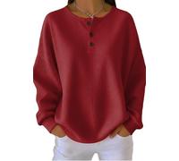 YMING Mujeres Estilo Simple Vestido Básico Retro Blusa Elegante Deporte Ocio Suelto Ajuste Regular De La Oficina Rojo 5XL