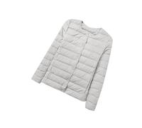 YMING Mujeres O Cuello Variable V Cuello Estilo Casero Chaquetas Versátiles Simple Básico Abrigos De Ajuste Delgado Con Bolsillos Gris L