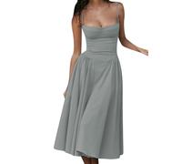 YMING Mujeres Trendiges Vestido Corset Midi Gris Claro Puro S