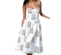 YMING Mujeres Vestido Ligero Corset Midi Letras Blancas S