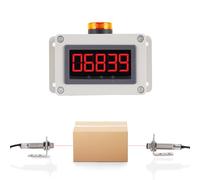 YMJOINMX Contador de pantalla LED digital de hasta 99999, distancia de detección del sensor de 32 pies, ajuste de alarma, para líneas de producción y cintas transportadoras, CA 100-240 V