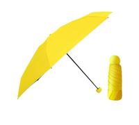 YMKJZLBD Paraguas para El Sol Umbrella Cubre De Cinco Veces Plástico Negro Seis Huesos UV Protección Plegable Cápsula Soleada-Amarillo Brillante-5 6-Rib Medio Apagado (Cubierta Tela)