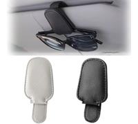 YMNBFCX 2 Piezas Porta Gafas Coche,para Tesla Model S 2014-2016 Portagafas Coche, Clip Magnético Cuero Colgar Gafas Visera de Coche,B/White