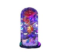Ymnilian Rosa Eterna, Rosa Eterna Natural Preservada Caja de Regalo Creativa for el Día San Valentín, Cubierta Cristal Rosa Flores Artificiales, Dorada, Amor Eterno(Red)