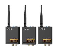 YMOO 3 en 1 Transmisor Receptor Audio Inalámbrico 2,4 GHz, 2 Receptores para Dos Altavoces, Baja latencia de 20ms, 192 kHz/24 bits HiFi, Adaptador con RCA de 3,5mm Jack para TV/PC/Estéreo Doméstico