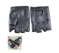 Ymswjgj Guantes punk sin dedos, motero, rocker, medio dedo, de piel sintética, para conductores, sin forro, sin dedos, para conducir, de piel
