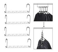 YMTECH Ganchos para Perchas metálicos - Set de 4 organizadores de Armario con 6 Ranuras, hasta 50 kg, Ahorra Espacio para Camisas, Pantalones, Faldas, Blusas