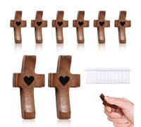 YMTWSRY 10 cruces de madera, cruces de bolsillo con bolsas de organza, cruz de palma de madera para oraciones devocionales, bautizo, comunión
