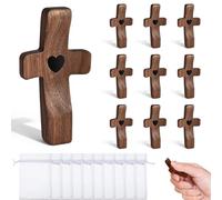 YMTWSRY 10 piezas cruz de madera tallada crucifijo pequeño crucifijo tallado a mano para oraciones devocionales bautizo comunión
