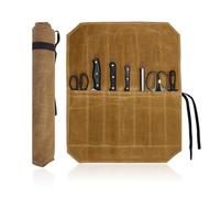 YMTWSRY Estuche para cuchillos de chef, rodillo con 7 compartimentos, bolsa de almacenamiento multifuncional, almacenamiento portátil para cuchillos, cucharas, cuchillos de cocina, marrón, 52*45cm,