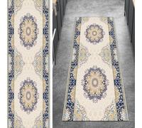 Ymural Alfombra beige para pasillo, vintage, antideslizante, venta por metros, 110 x 300 cm, para cocina, cocina, larga, lavable, pelo corto, poliéster, pasillo, dormitorio, salón