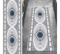 Ymural Alfombra de pasillo antideslizante, color gris, vintage, 50 x 200 cm, para cocina, larga, lavable, por metros, pelo corto, poliéster, pasillo, dormitorio, salón