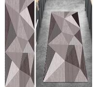 Ymural Alfombra de pasillo geométrica, color gris, 110 x 250 cm, para cocina, pasillo, cocina, lavable, antideslizante, de pelo corto, poliéster, pasillo, dormitorio