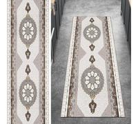 Ymural Alfombra de pasillo gris, antideslizante, vintage, 90 x 550 cm, para cocina, cocina, larga, lavable, venta por metros, pelo corto, poliéster, pasillo, dormitorio