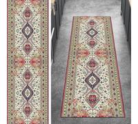 Ymural Alfombra de pasillo para cocina, pasillo, vintage, rojo, verde, antideslizante, 70 x 150 cm, lavable, antideslizante, larga y estrecha para escaleras, cocina, dormitorio