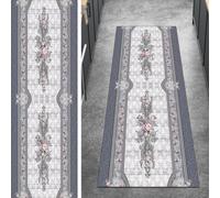 Ymural Alfombra de pasillo por metros, color gris, vintage, antideslizante, 40 x 240 cm, para cocina, cocina, larga, lavable, pelo corto, poliéster, pasillo, dormitorio, salón
