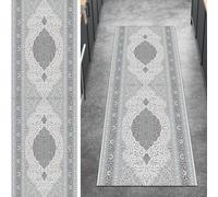 Ymural Alfombra de pasillo vintage, antideslizante, gris, 50 x 220 cm, para cocina, cocina, alfombra larga, lavable, por metros, pelo corto, poliéster, pasillo, dormitorio