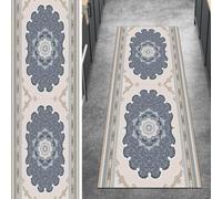 Ymural Alfombra de pasillo vintage antideslizante gris azul 60 x 150 cm, lavable, antideslizante, alfombra larga para cocina y dormitorio