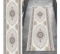 Ymural Alfombra gris antideslizante para pasillo, vintage, 40 x 200 cm, lavable, antideslizante, larga y estrecha para escaleras, cocina, dormitorio