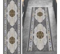 Ymural Alfombra gris para pasillo, estilo vintage, antideslizante, 80 x 150 cm, para cocina, larga, lavable, por metros, pelo corto, poliéster, pasillo, dormitorio