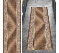 Ymural Alfombra para pasillo color marrón, antideslizante, abstracta, 70 x 450 cm, lavable, antideslizante, larga, para cocina y dormitorio