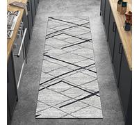 Ymural Alfombra para pasillo, gris, lavable, antideslizante, 90 x 350 cm, alfombra de retazos, alfombra antideslizante para cocina, dormitorio, puerta, escalera, puerta, puerta, personalizable