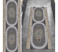 Ymural Alfombra vintage para pasillo, color marrón, antideslizante, 60 x 450 cm, para cocina, cocina, larga, lavable, por metros, pelo corto, poliéster, pasillo, dormitorio