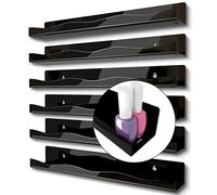YMVV Estante de pared acrílico negro para esmalte de uñas, estante de almacenamiento de aceite esencial de 15 pulgadas de ancho aumentado, organizador de esmalte de uñas, gafas de sol, estante de