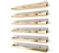 YMVV Organizador de esmalte de uñas montado en la pared, estante de esmalte de uñas con acabado de espejo dorado de 15 pulgadas, almacenamiento de maquillaje y artículos esenciales de belleza, soporte