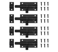 YMWALK 4 piezas Pestillo de Puerta, Cerrojo de Puerta, pernos de puerta para Puertas Internas, con Tornillos para Puertas Interiores en Dormitorios, Baños, Gabinetes (2 Inches, Negro)