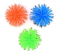 YMWALK Adorno para pecera de acuario, 3 piezas de coral suave, bola de erizo de mar artificial, adorno de anémona, decoración para acuario (verde, naranja y azul)